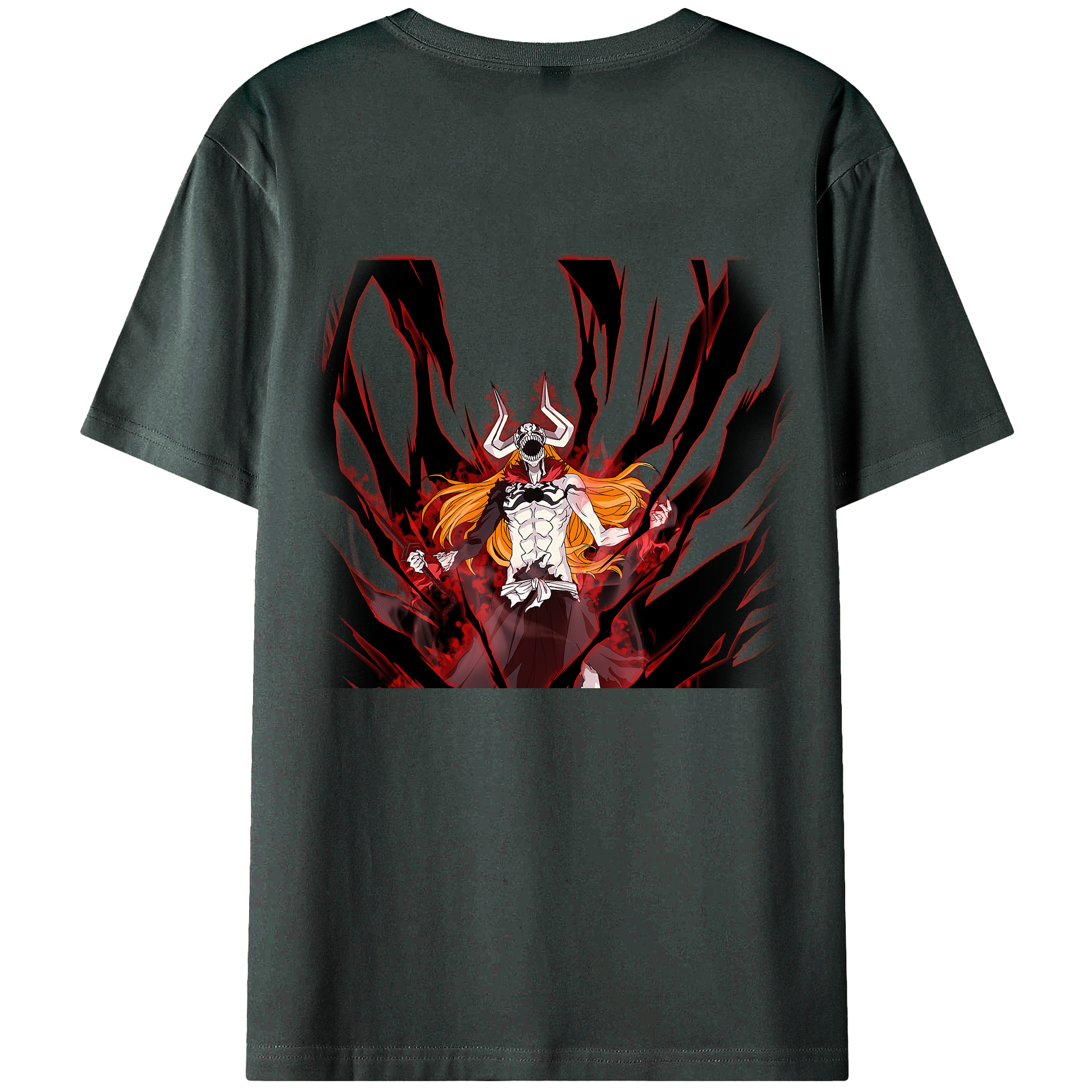 （画像用） ブリーチ 黒崎一護（くろさき いちご）BLEACH Kurosaki Ichigo 綿100％ メンズ半袖Tシャツ（バックプリント） 通気性
